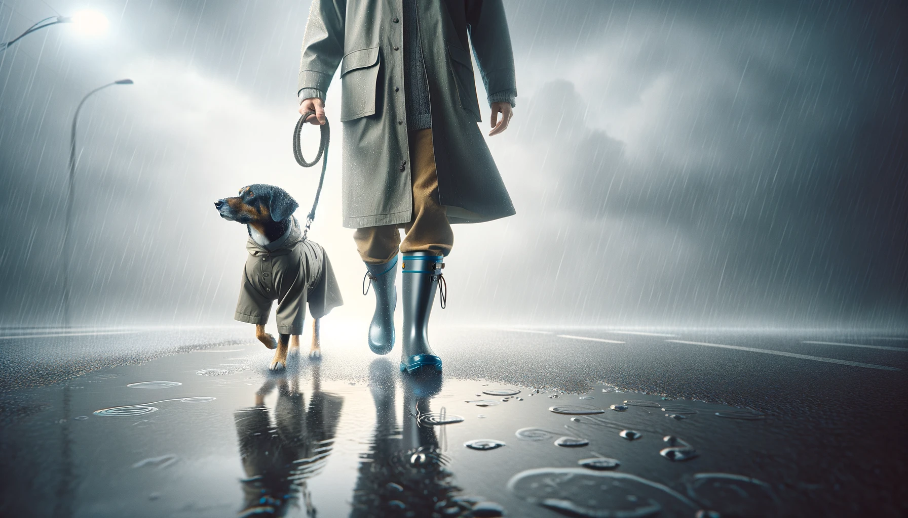 En balade sous la pluie, protégé par un manteau
