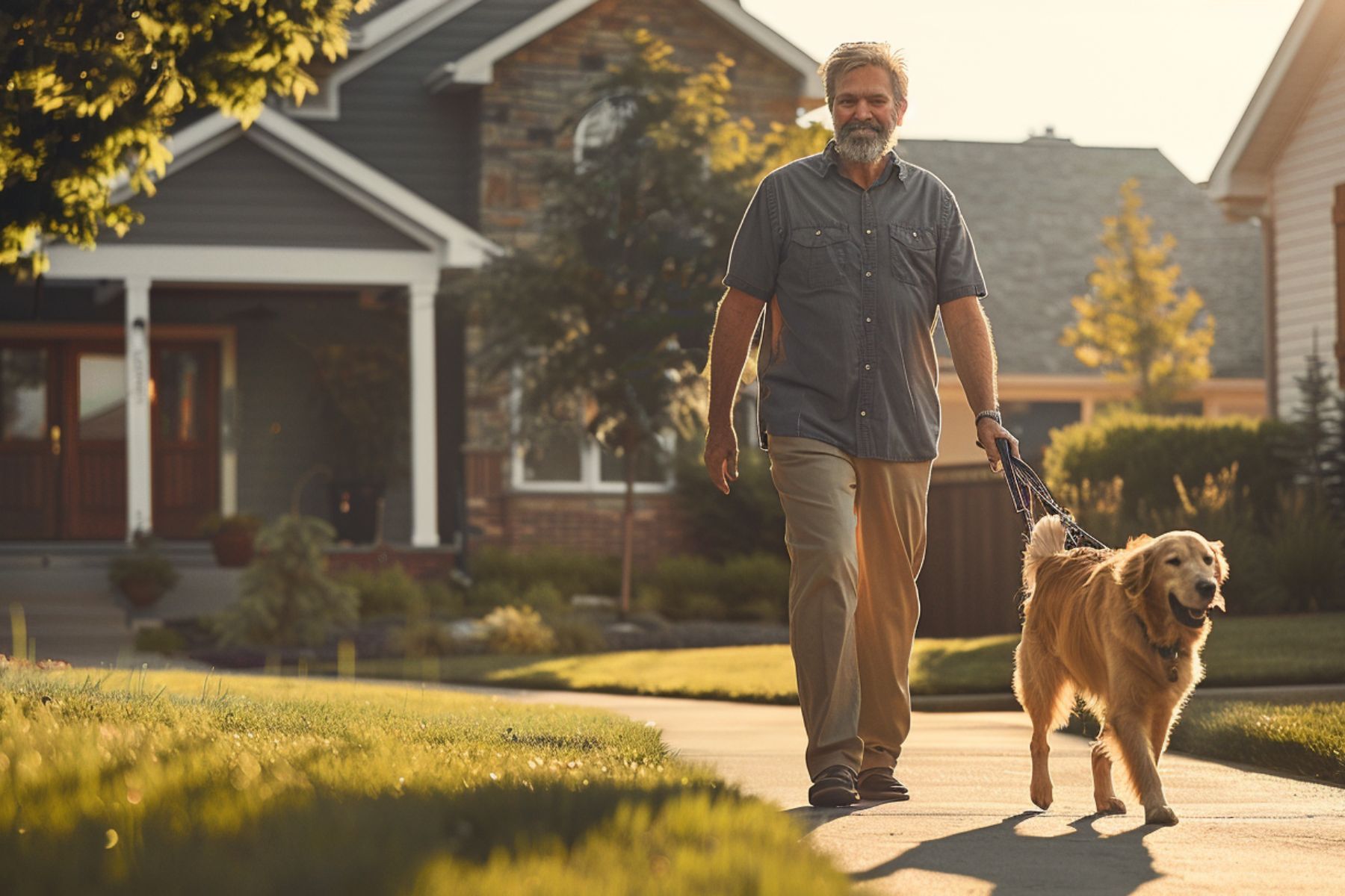 Une balade avec son chien pour une retraite heureuse.