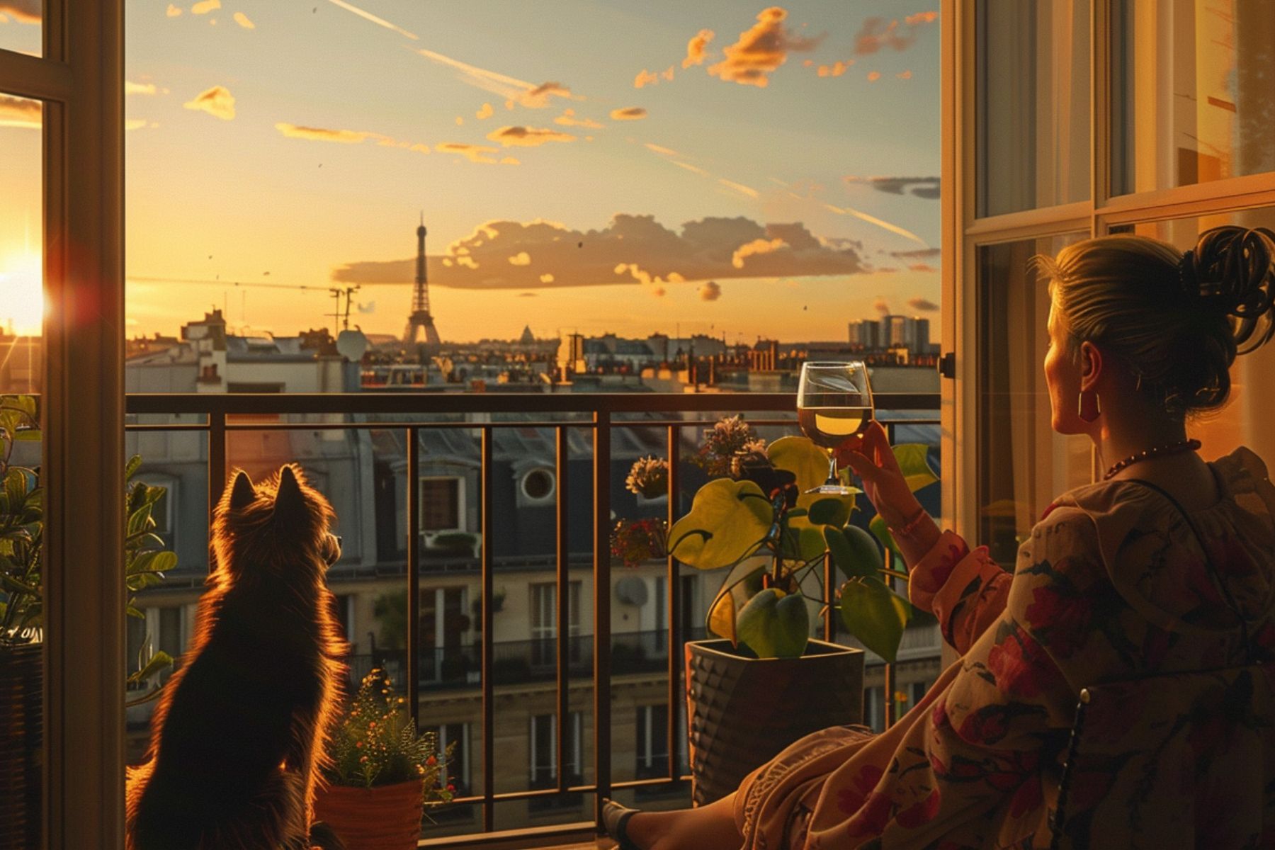 Boire un verre accompagnée par son chien