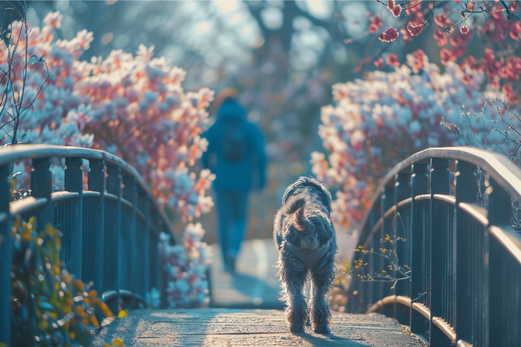 Un chien qui teste et reste en arrière