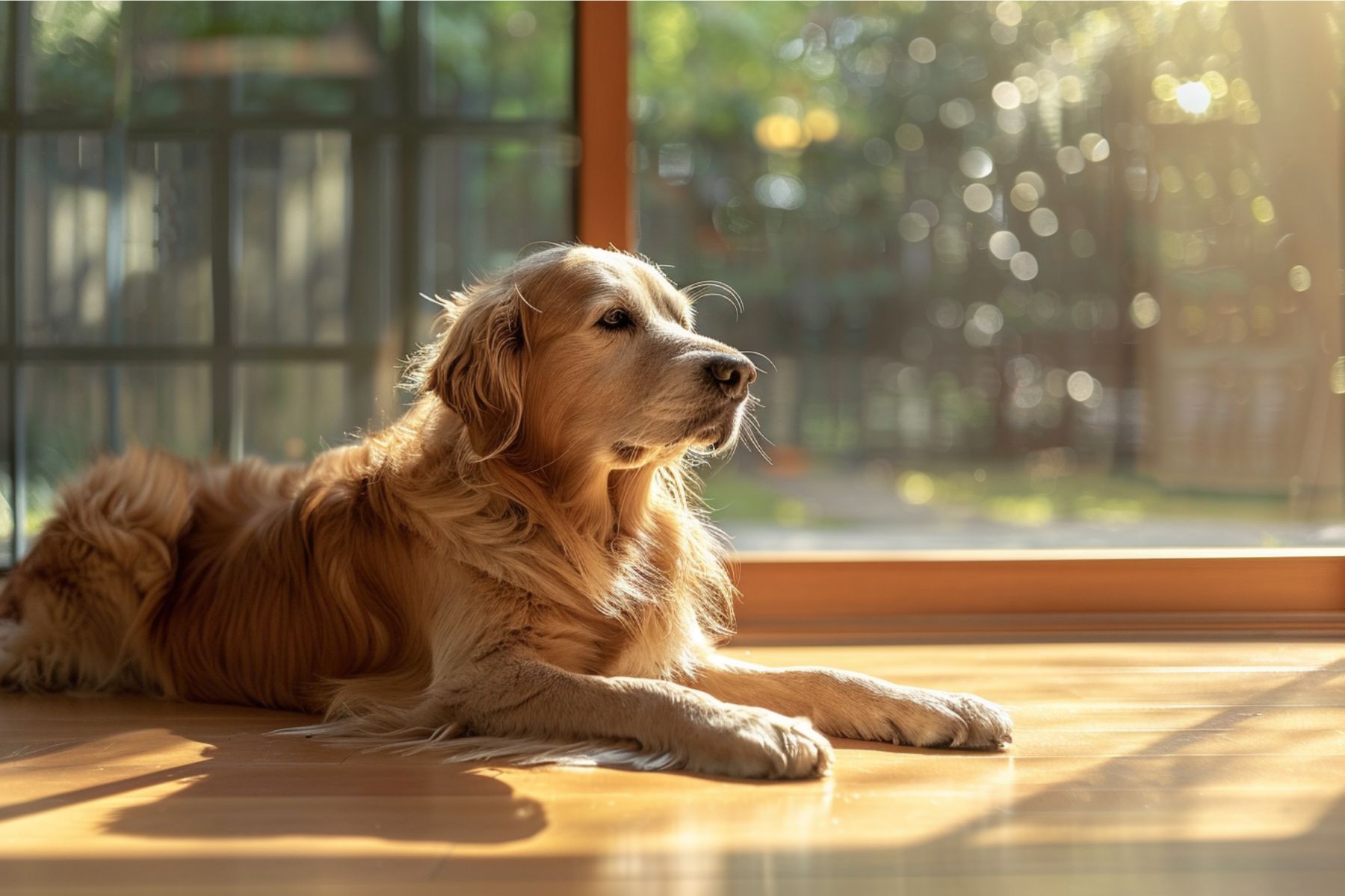 un chien tranquille a l'interieur Un golden retrier bien équilibré et posé
